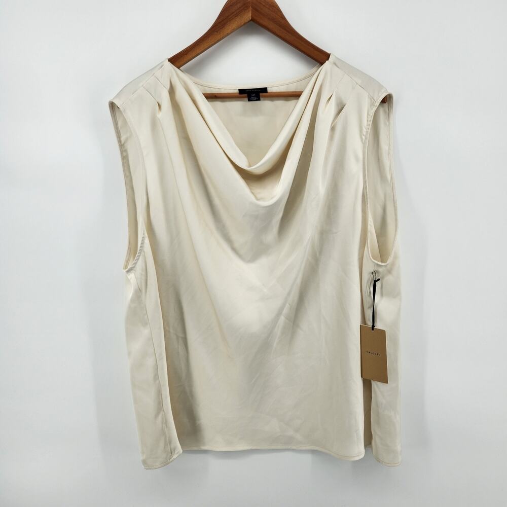 Halogen Women's XXL Sleeveless Blouse Polyester Satin Draped Neckline NWT